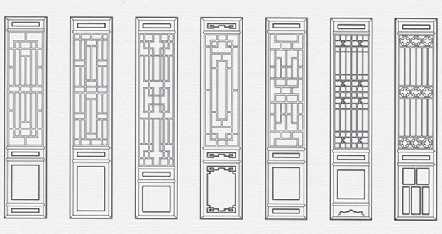 下城常用中式仿古花窗图案隔断设计图