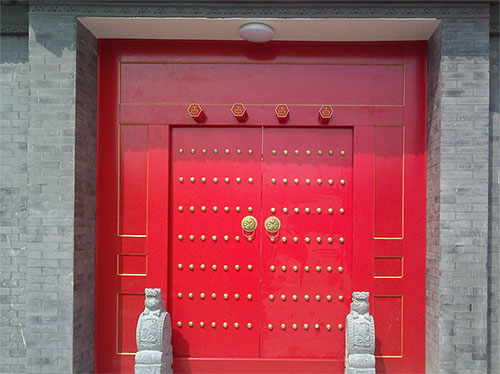 下城中国传统四合院系列朱红色中式木制大门木作